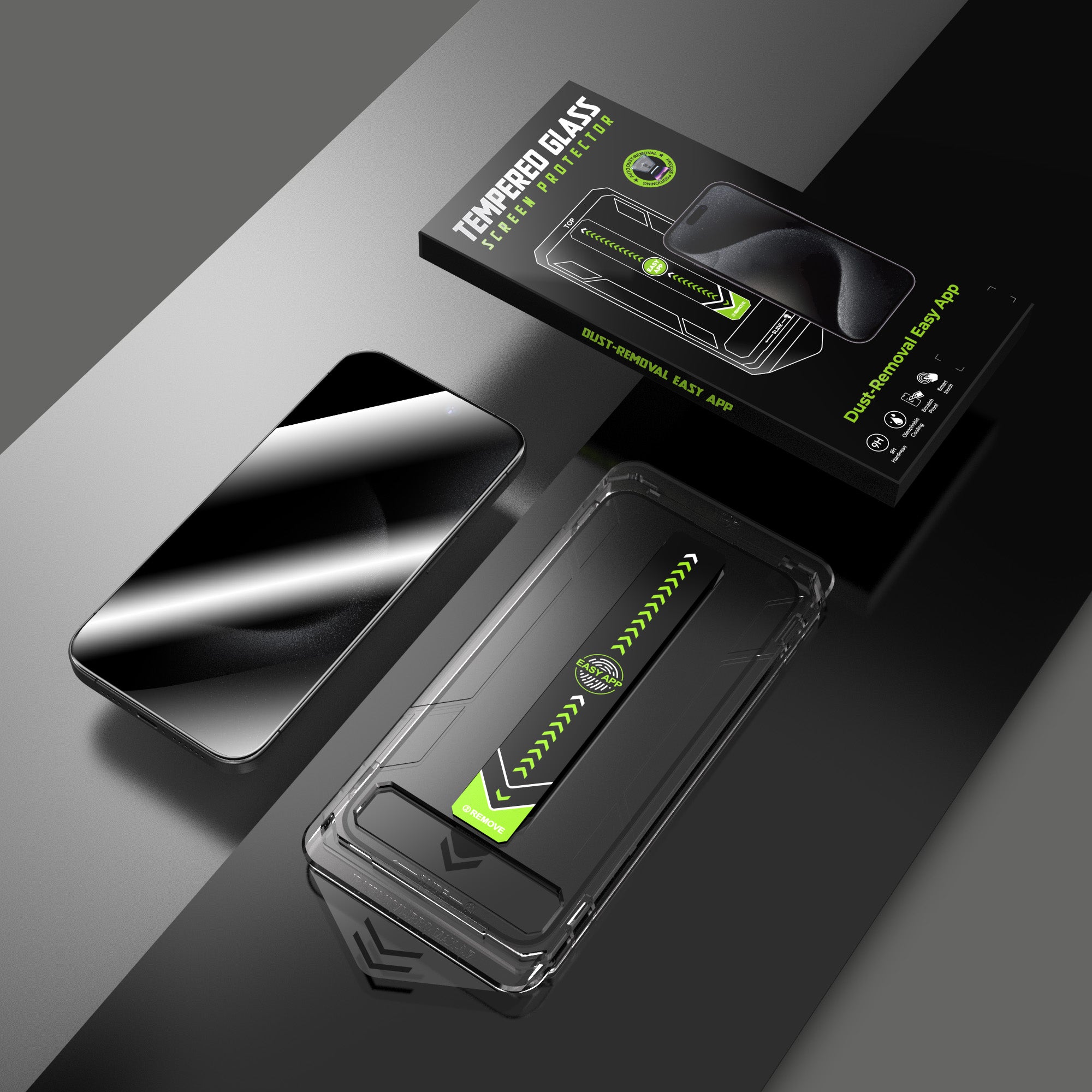 🛡️ Magic John дэлгэцийн хамгаалагч  iPhone 15, 16, 17 Pro Max-д зориулсан 9H 2.5D хатуулагтай шилэн хамгаалагч Хэрэглэхэд хялбар суурилуулах хайрцагтай